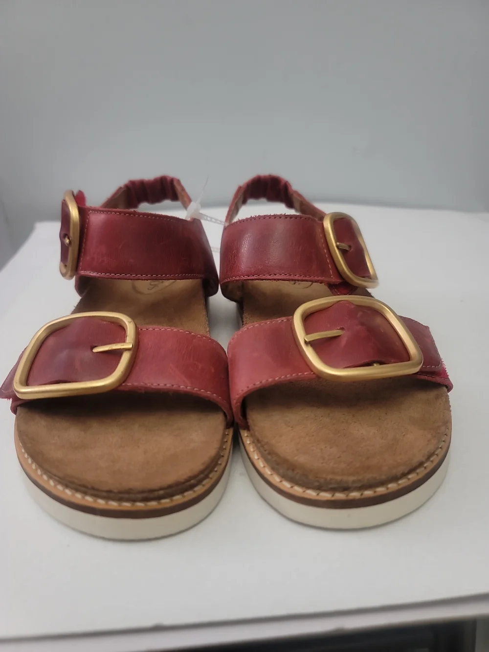 Taos Footwear Red Strap Platform Sandals